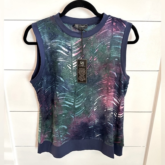DG2 Diane Gilman colorful office casual summer woman easy-care tank top NWT M - Picture 1 of 12